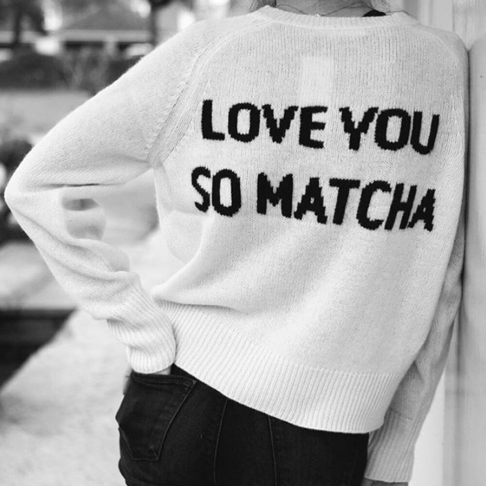 🍵 NWT Skull Cashmere "I Love You So Matcha" 100% Cashmere Sweater Size M $311